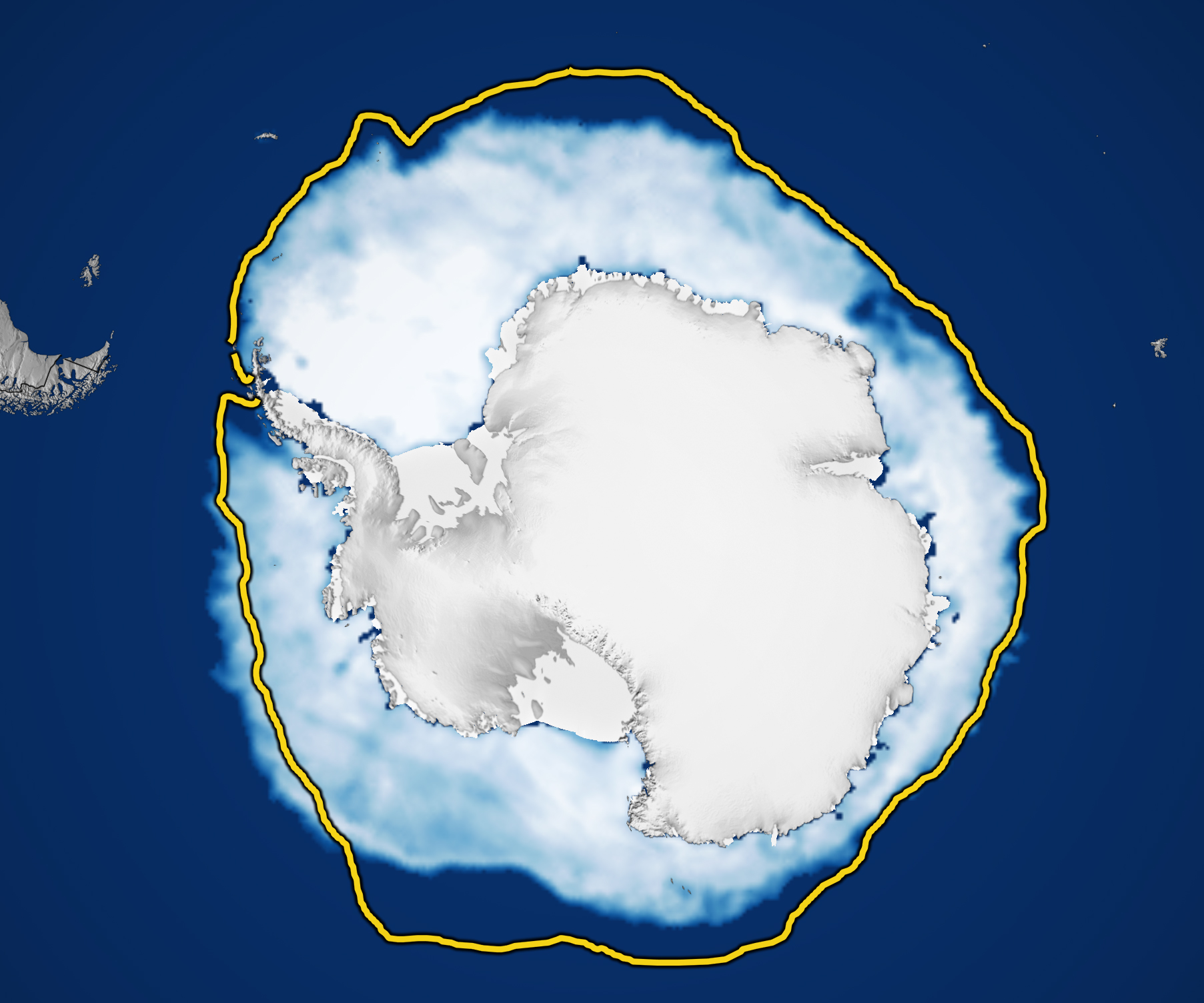 En comparación con la masa terrestre promedio de 1981 a 2010, la cantidad de hielo marino frente a México desapareció de la Antártida en julio.